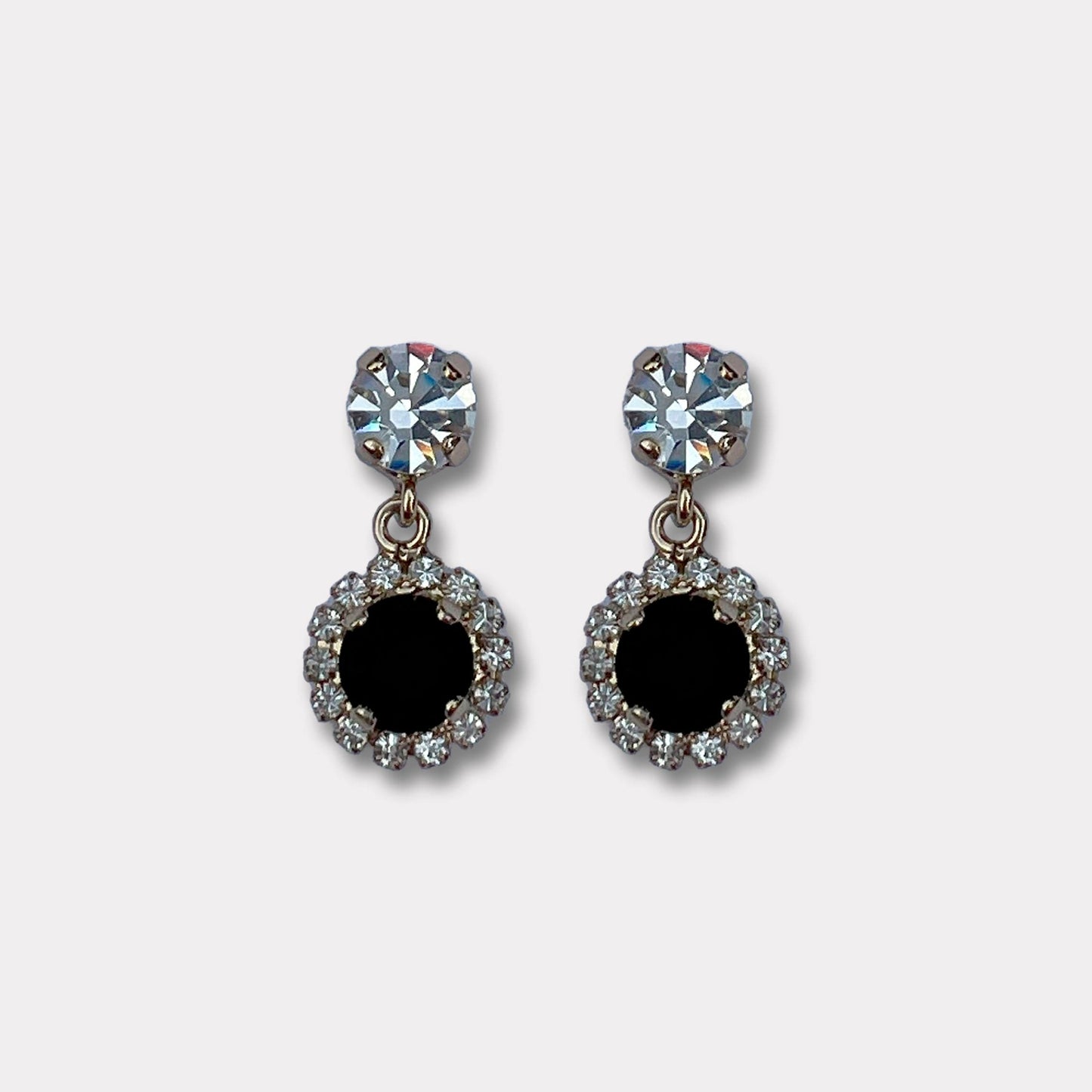 Farfino Silvia Black Gold Swarovski oorbellen. 