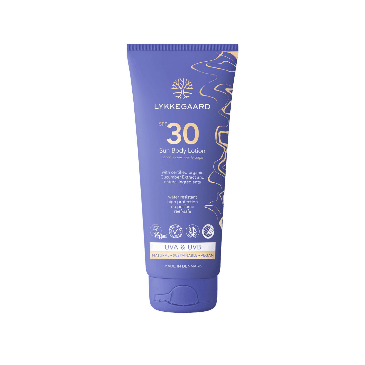 Lykkegaard SPF 30 Sun Body Lotion - natuurlijke zonnebrandcrème voor optimale bescherming en hydratatie. Reef safe.