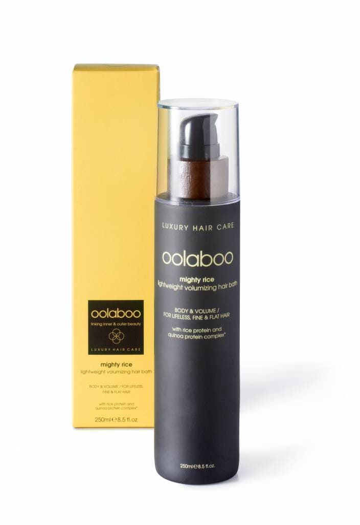 oolaboo mighty rice hair bath 250 ml, shampoo voor dun en futloos haar.